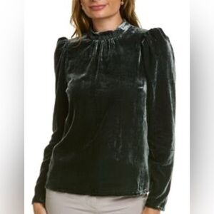 Boden Elegant Velvet forest green Top size 6